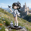 Blue and White Porcelain Style Girl Figurine