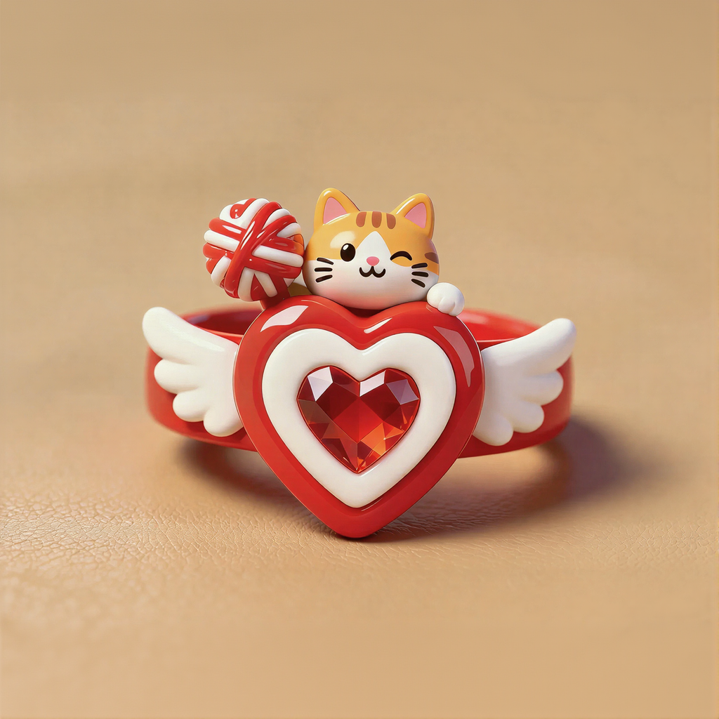 Heart Cute Cat Ring