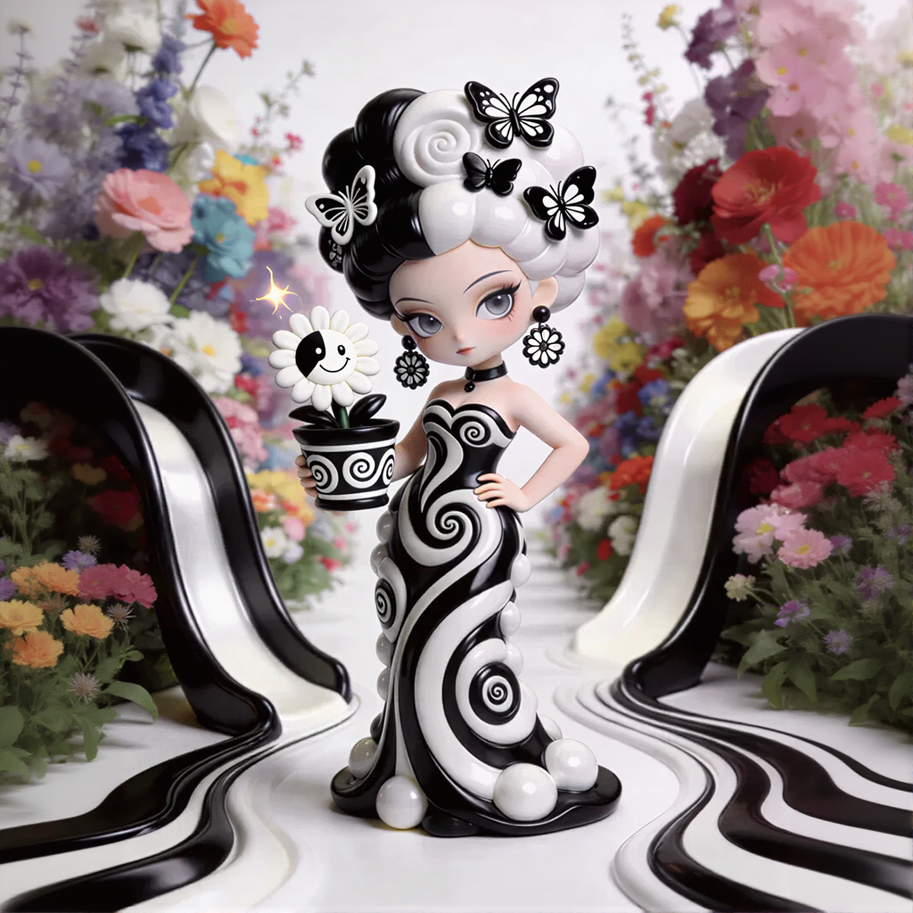 Black and White Butterfly Dance Beauty Figure