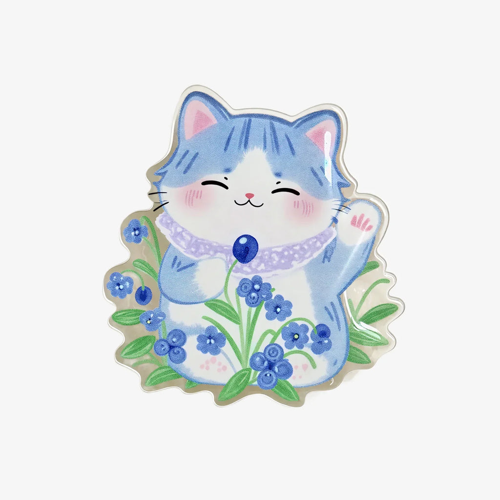 Blue Cat Flower Phone Grip Stand