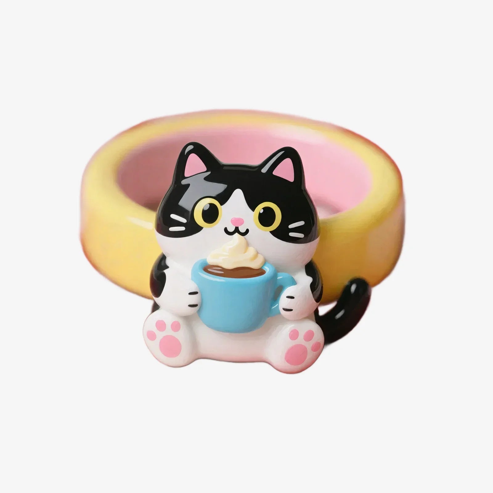 Cute Cat Coffee-Themed Rings