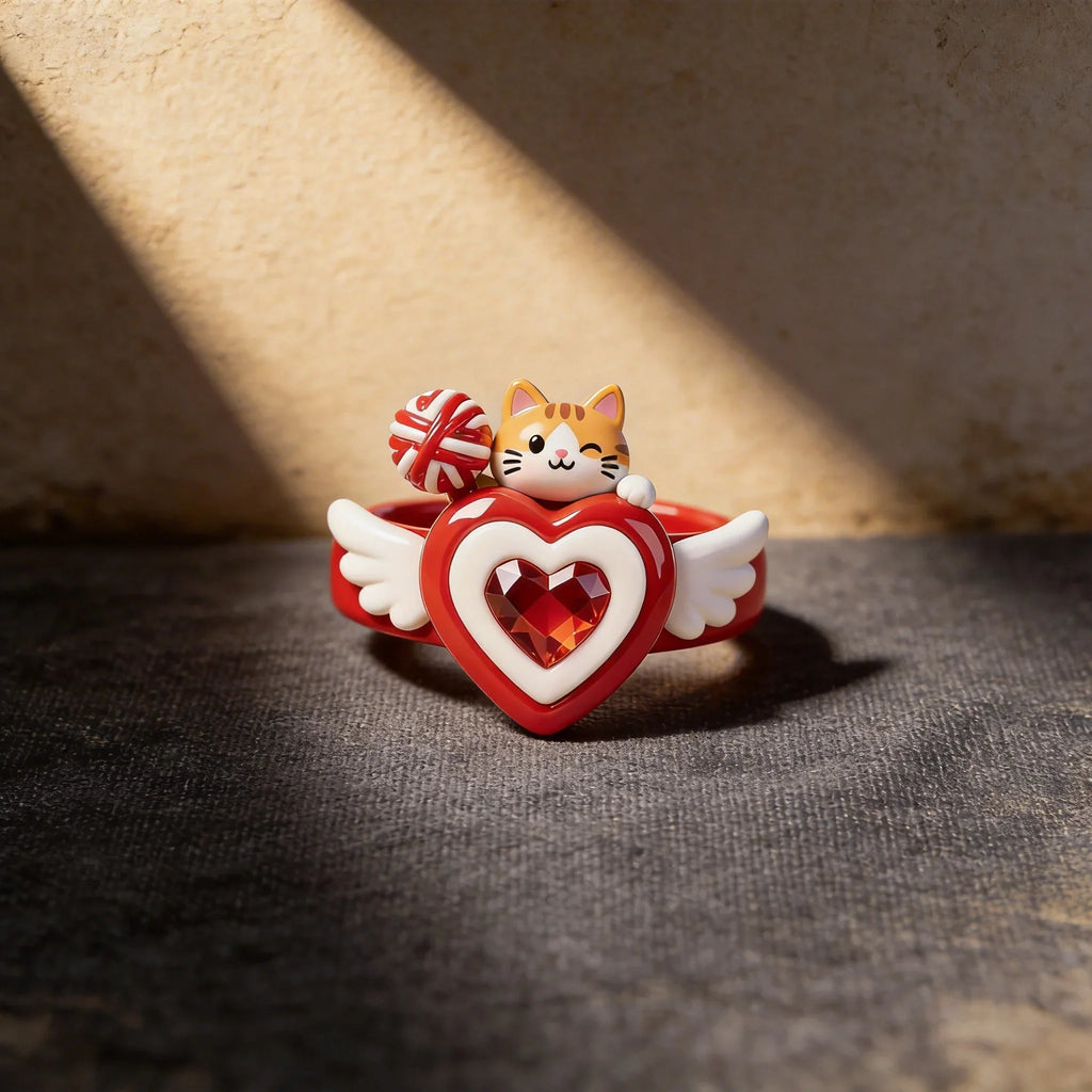 Heart Cute Cat Ring