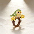Cute Bird Yellow Flower Ring