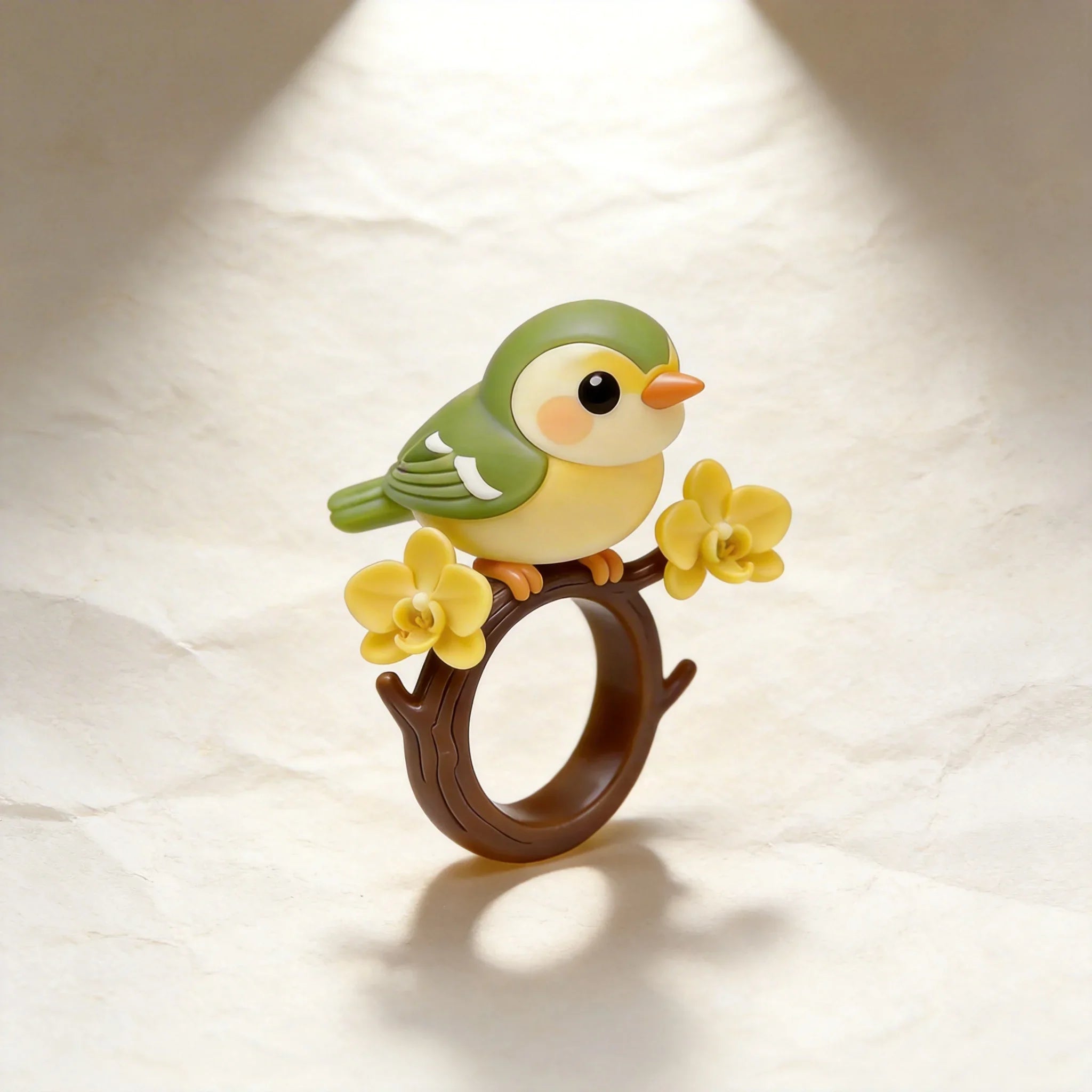 Cute Bird Yellow Flower Ring