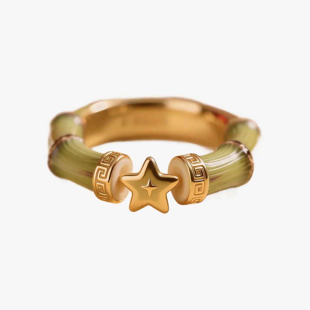 Green Bamboo Star Decor Ring