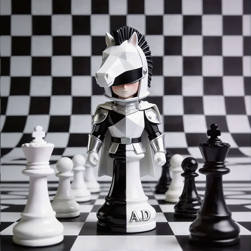 Black and White Knight Style Figure
