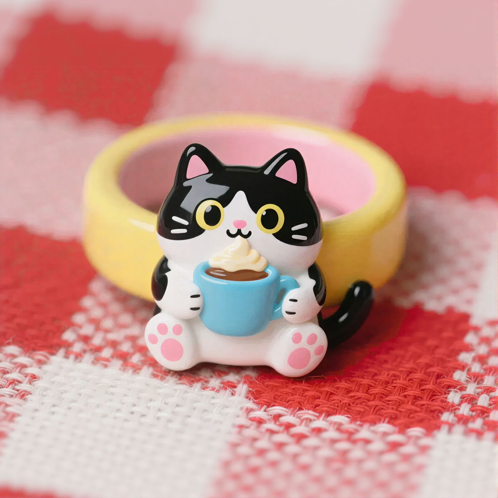 Cute Cat Coffee Fun Ring