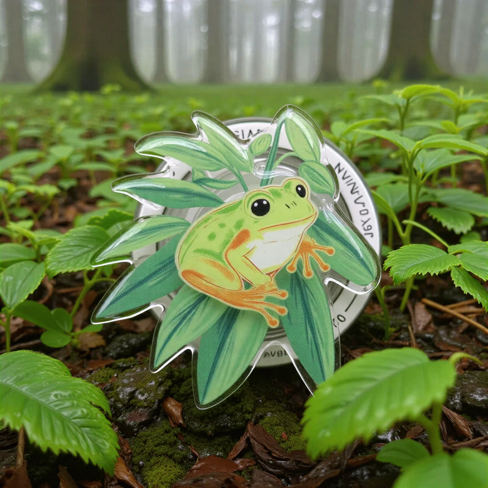 Green Plant Frog Phone Grip Stand