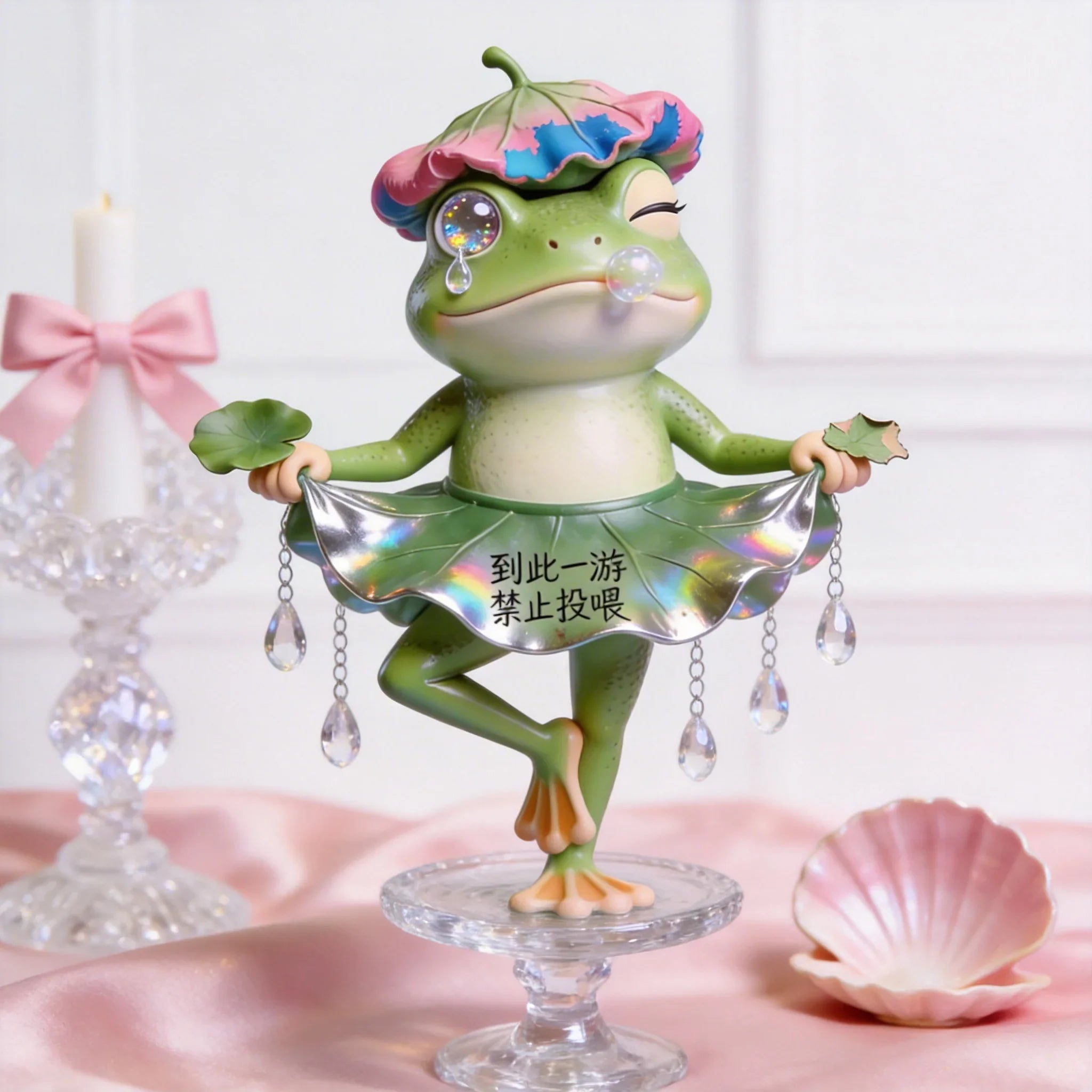 Lotus Leaf Skirt Frog Figure