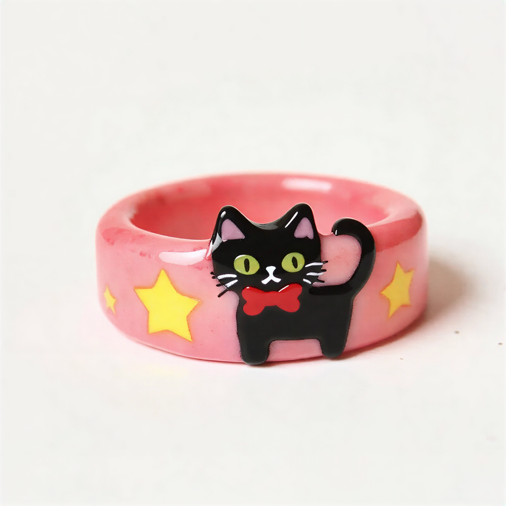 Pink Cat Star Element Ring