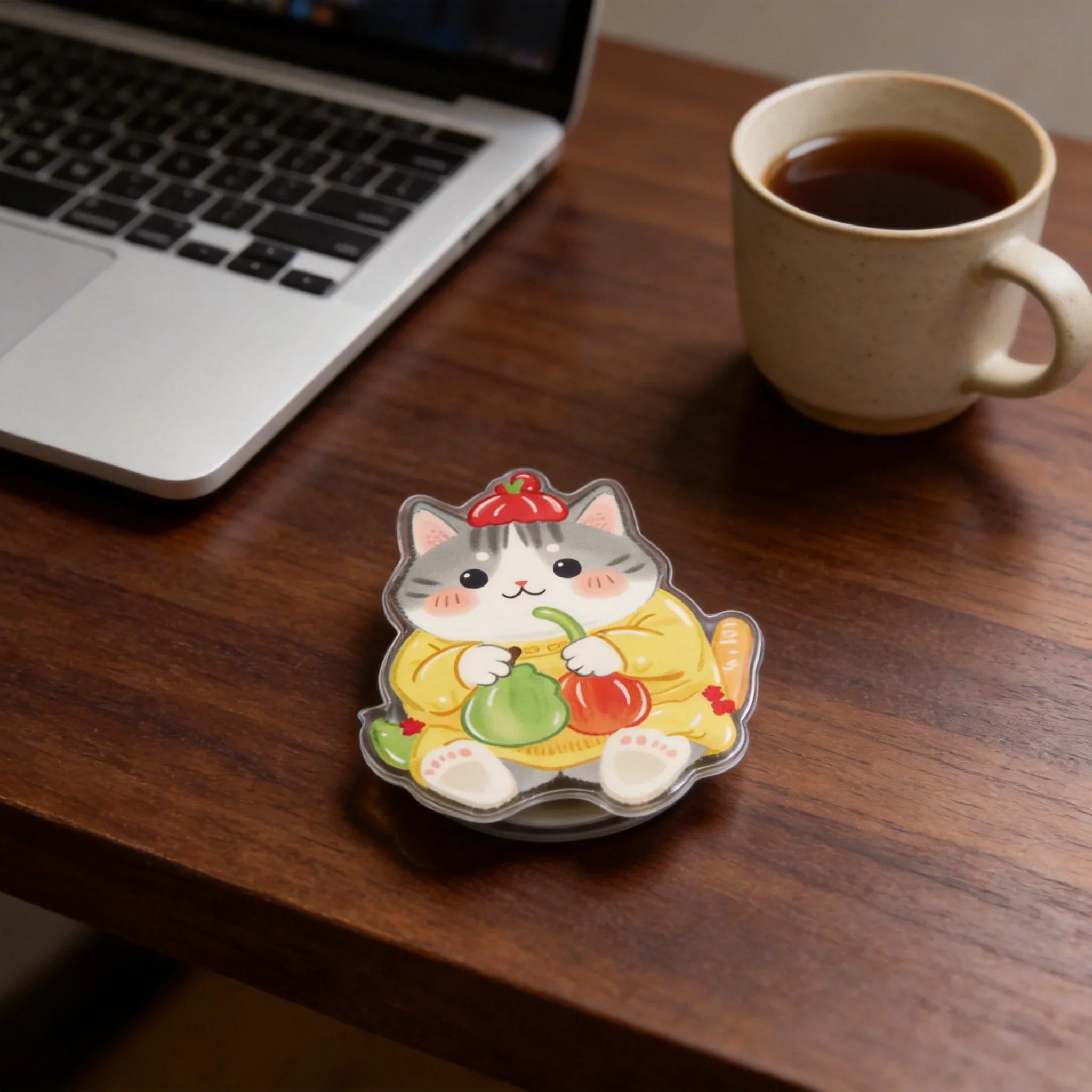 Cute Cat Fruit & Veggie Phone Grip Stand